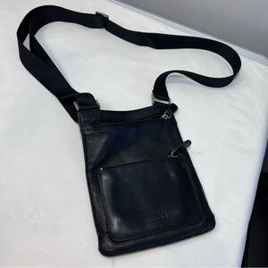 Mens womens unisex black Wilsons leather small crossbody bag